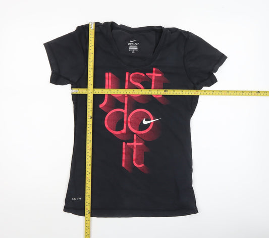 Nike Women's Black Dri-FIT Sports T-Shirt Size M Short Sleeve