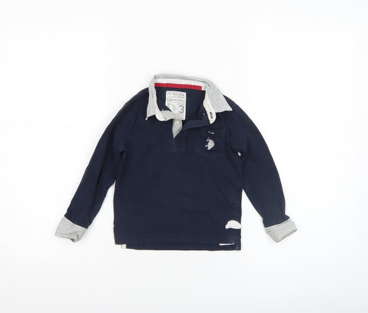 U.S. Polo Assn. Boys Blue Long Sleeve Polo Shirt 3 Years Cotton Embroidered