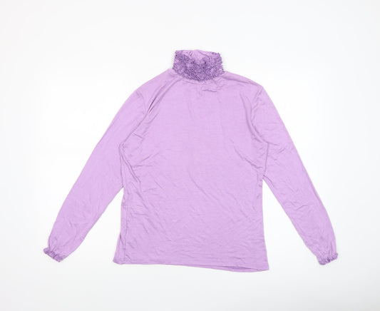 Aftershock London Women’s Purple Roll Neck Long Sleeve Jersey Blouse Size 12