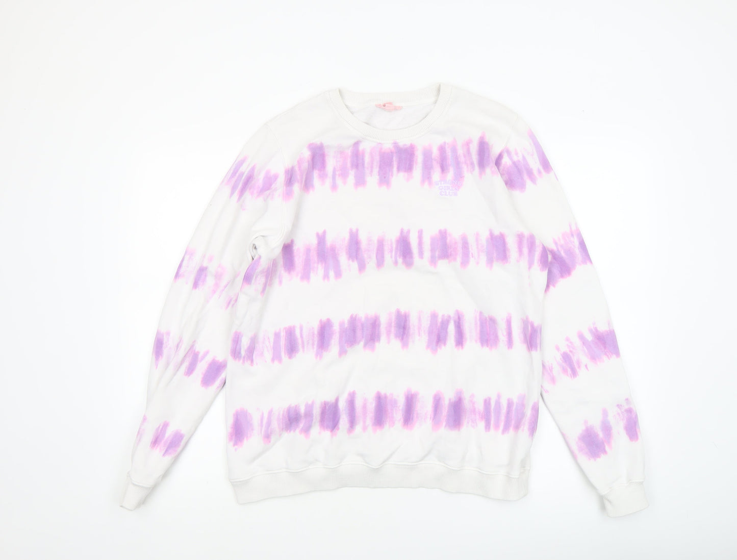 Strong Girls Club Women's White Purple Tie Dye Cotton Sweatshirt Size S