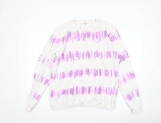 Strong Girls Club Women's White Purple Tie Dye Cotton Sweatshirt Size S