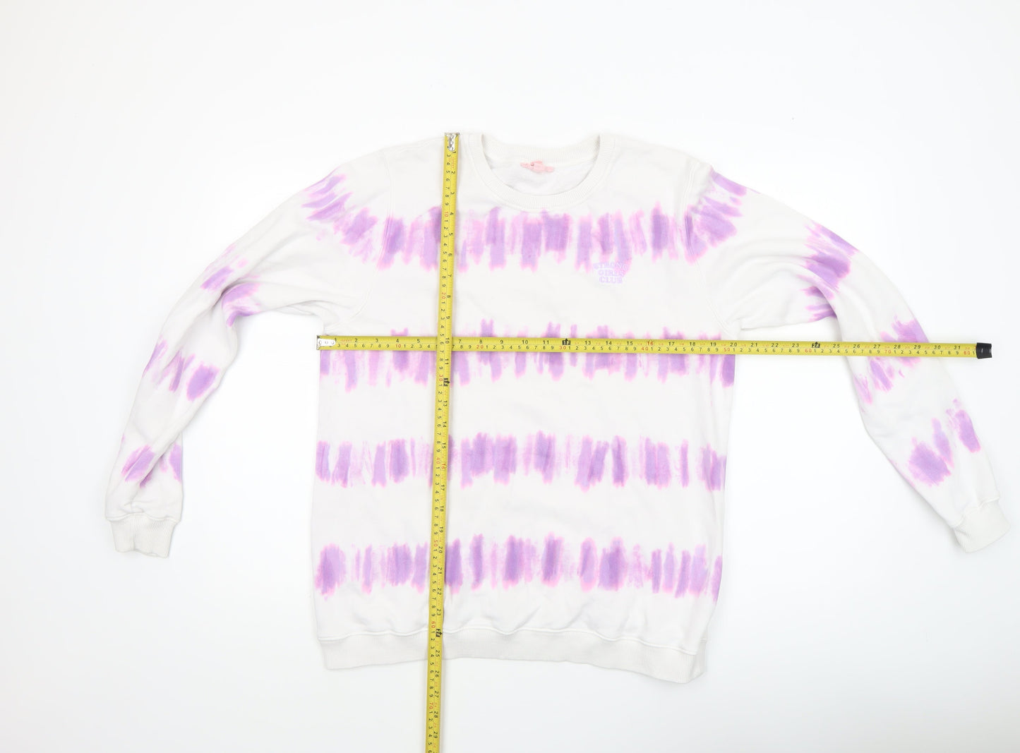 Strong Girls Club Women's White Purple Tie Dye Cotton Sweatshirt Size S