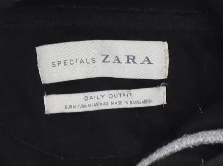 Zara Men’s Black M Full Zip Hoodie Sweatshirt Regular Fit