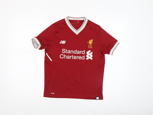 New Balance Boys Red Football Jersey Short Sleeve Athletic T-Shirt Size M