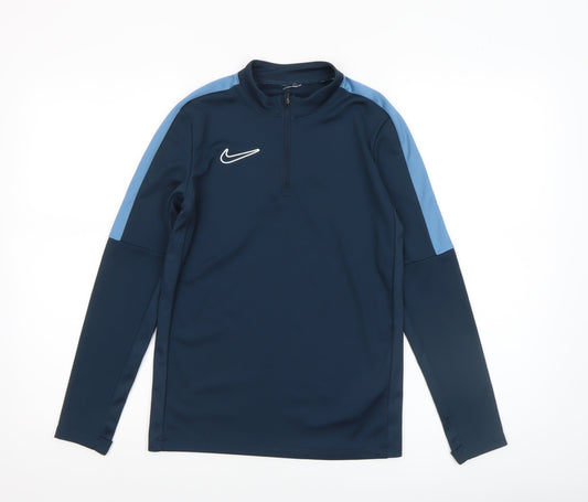 Nike Women's Blue Long Sleeve 1/4 Zip Athletic T-Shirt Size M