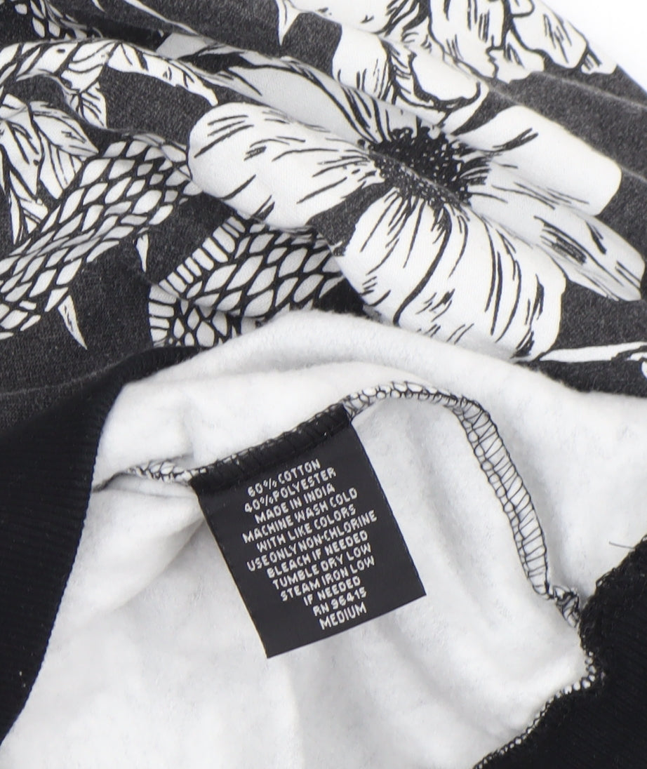 Super Massive Men's Black Floral Snake Print Sweatshirt Medium