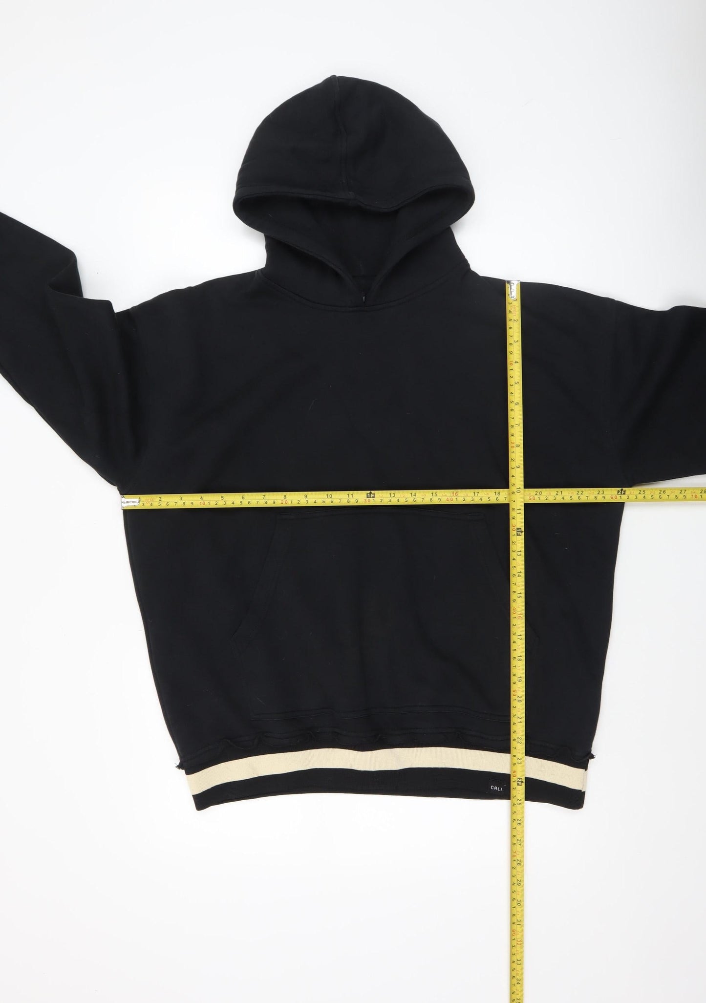 CALI Mens Black Pullover Hoodie Medium Cotton Winter Casual