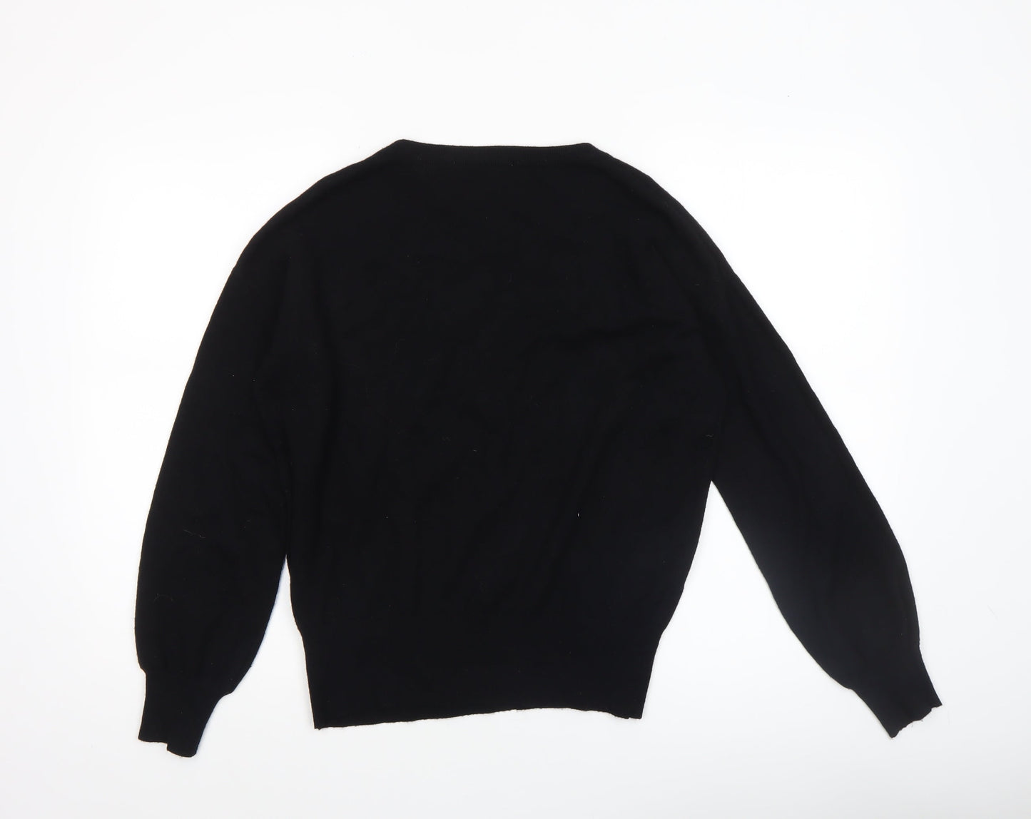 Nababila Women’s Black Beaded Crew Neck Knit Pullover Jumper Size M