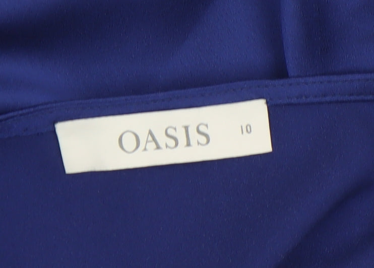 Oasis Women Blue Camisole Satin Tank Top Size 10