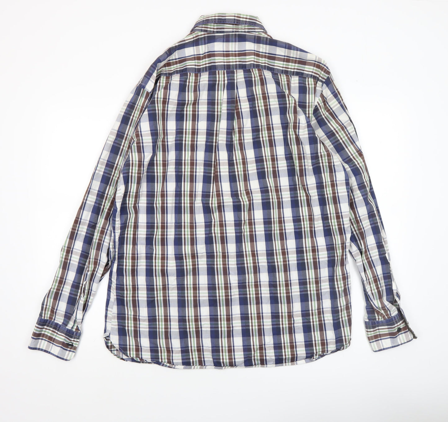 Bugatti Men's Multicoloured Checked Button-Down Long Sleeve Cotton Shirt L