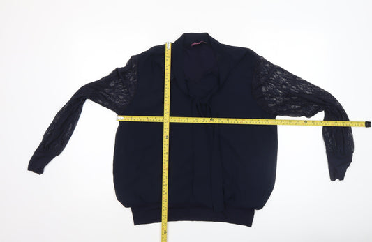 Kate + Pippa Women’s Navy Blue Lace Sleeve Tunic Blouse Size L