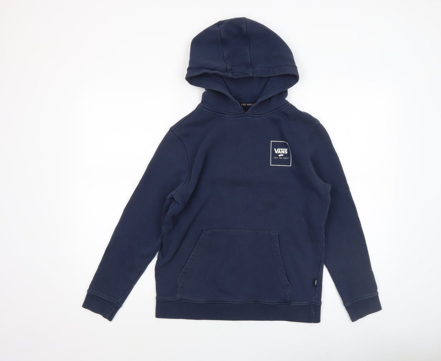 Vans Boys Navy Pullover Hoodie Large Logo Floral Graphic Blue Sweatshirt