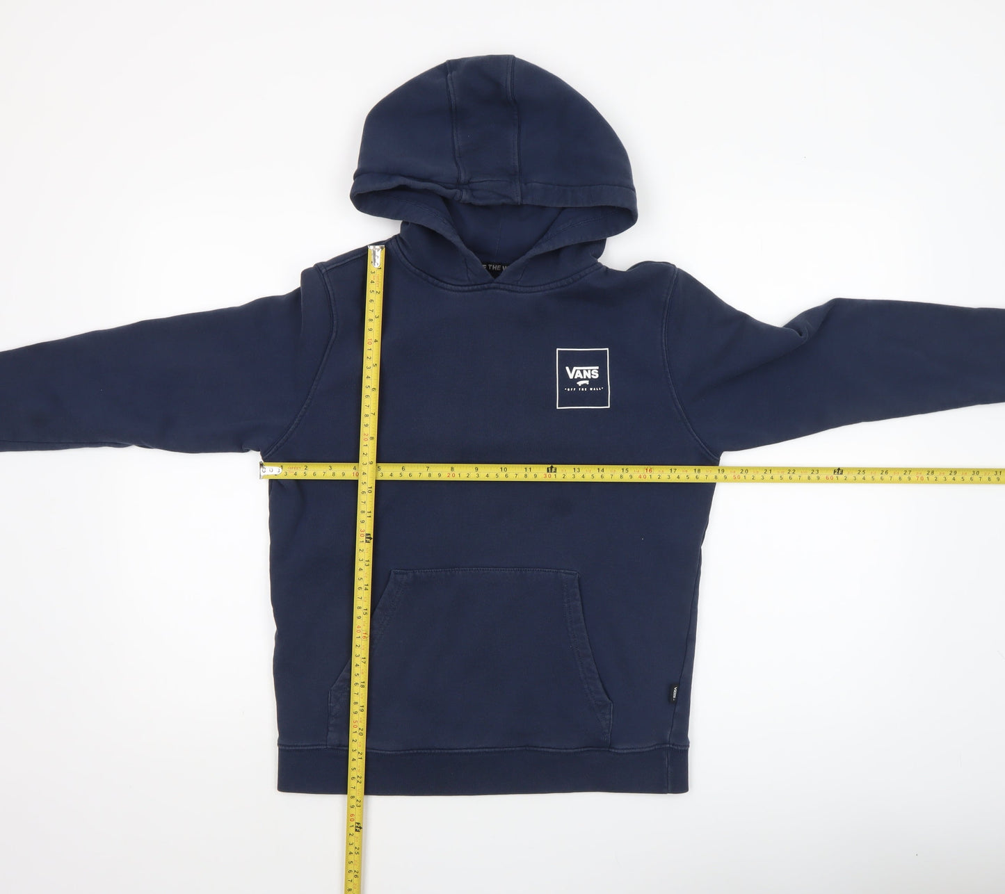 Vans Boys Navy Pullover Hoodie Large Logo Floral Graphic Blue Sweatshirt