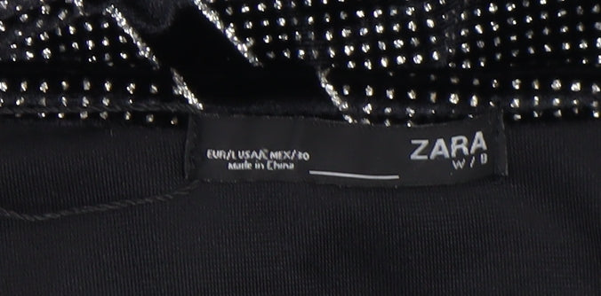 Zara Women Black Geometric Velvet Jumpsuit Size 12 Partywear