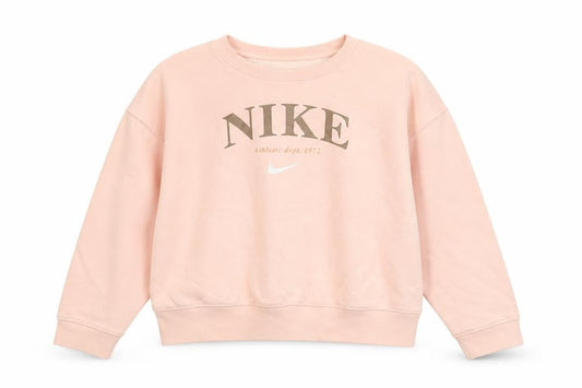 Nike Girls Pink Crew Neck Fleece Pullover Sweatshirt M 10-11 Years