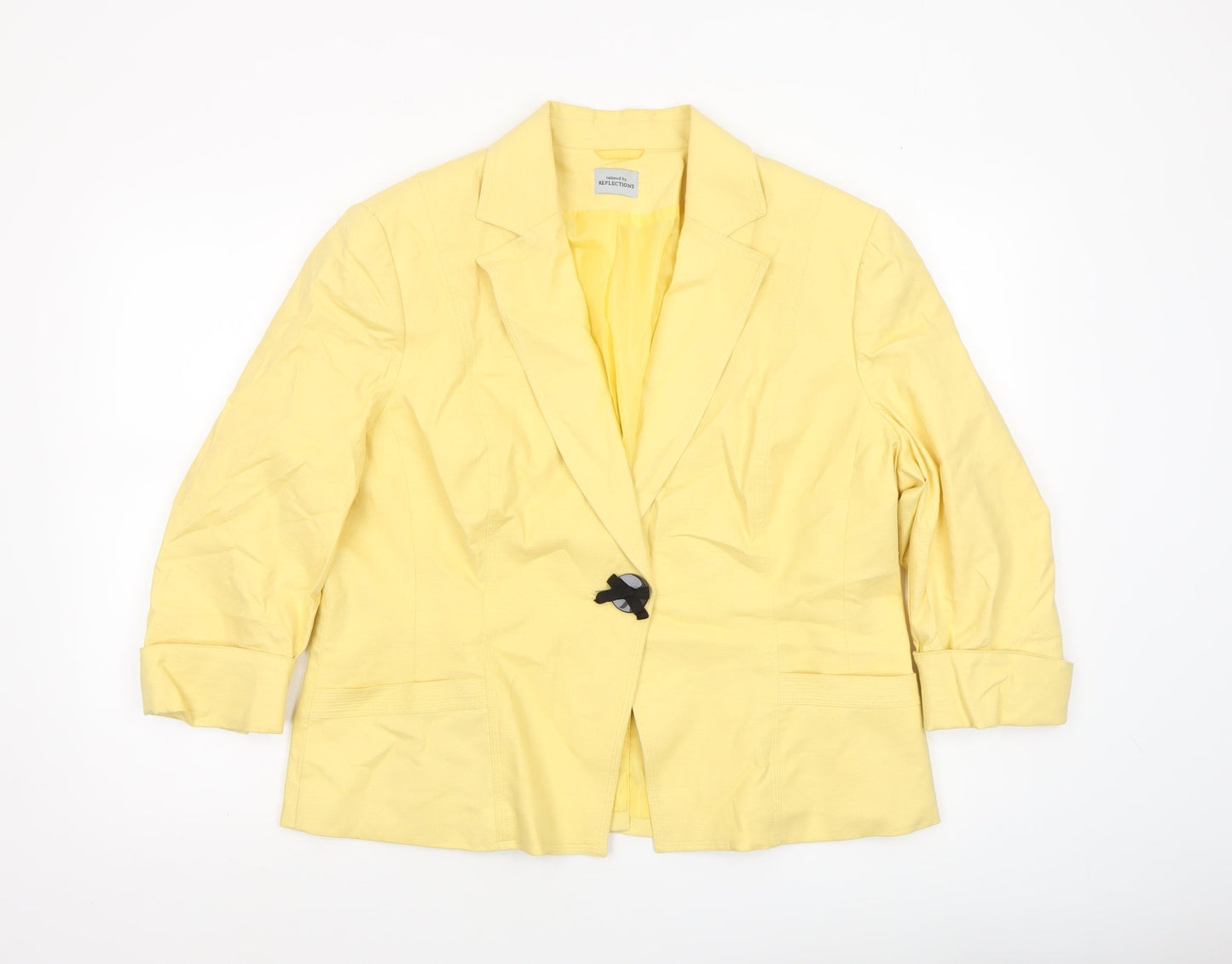 Reflections Womens Yellow Linen Blend Blazer Size 20 Tailored Jacket
