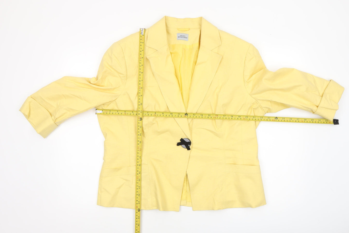 Reflections Womens Yellow Linen Blend Blazer Size 20 Tailored Jacket