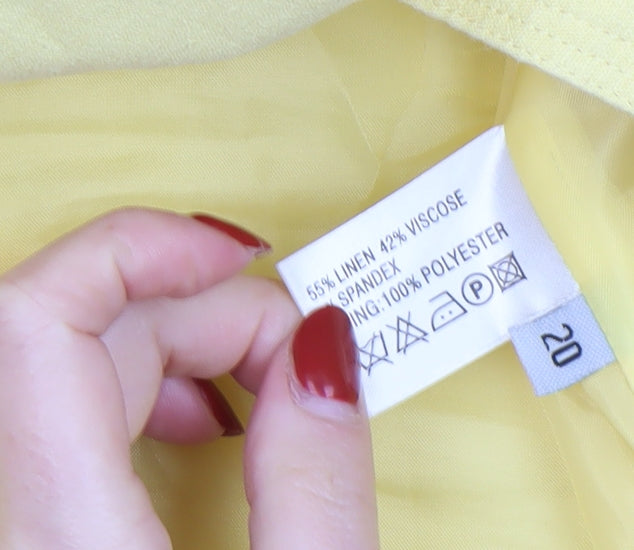 Reflections Womens Yellow Linen Blend Blazer Size 20 Tailored Jacket