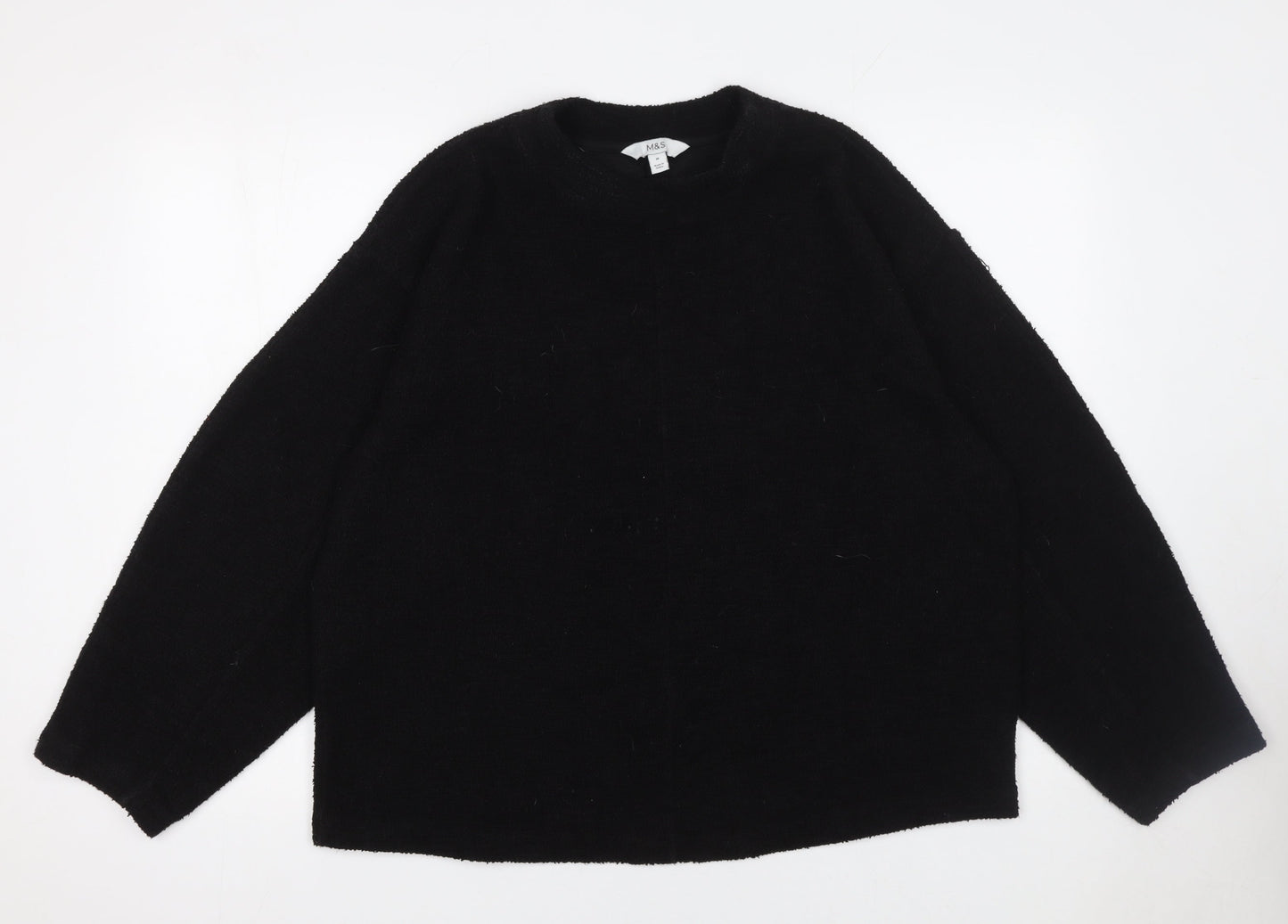 Marks and Spencer Womens Black Medium Crew Neck Cotton Blend Jumper