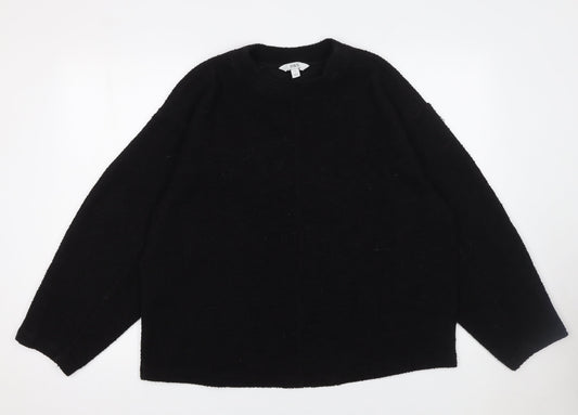 Marks and Spencer Womens Black Medium Crew Neck Cotton Blend Jumper