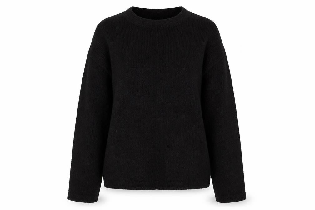 Marks and Spencer Womens Black Medium Crew Neck Cotton Blend Jumper
