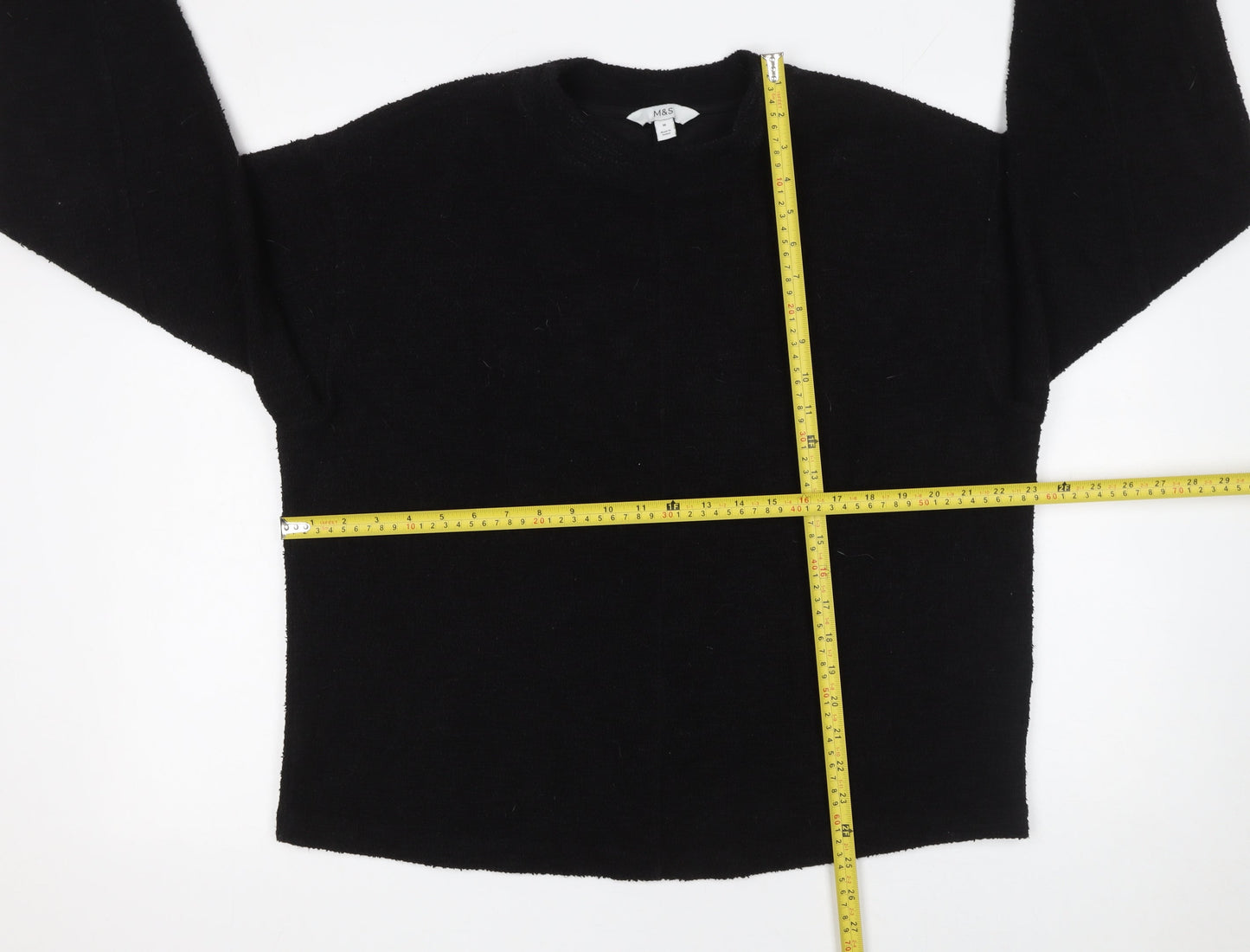 Marks and Spencer Womens Black Medium Crew Neck Cotton Blend Jumper