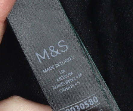 Marks and Spencer Womens Black Medium Crew Neck Cotton Blend Jumper
