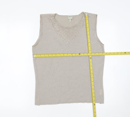 Armani Collezioni Women Beige Wool Blend Sleeveless Knit Top Size 14