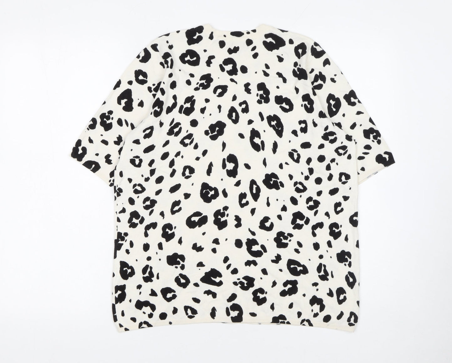 Marks and Spencer Womens Ivory Leopard Print Short Sleeve Jumper L