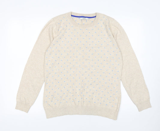 Dickins & Jones Womens Beige Polka Dot Cotton Jumper M