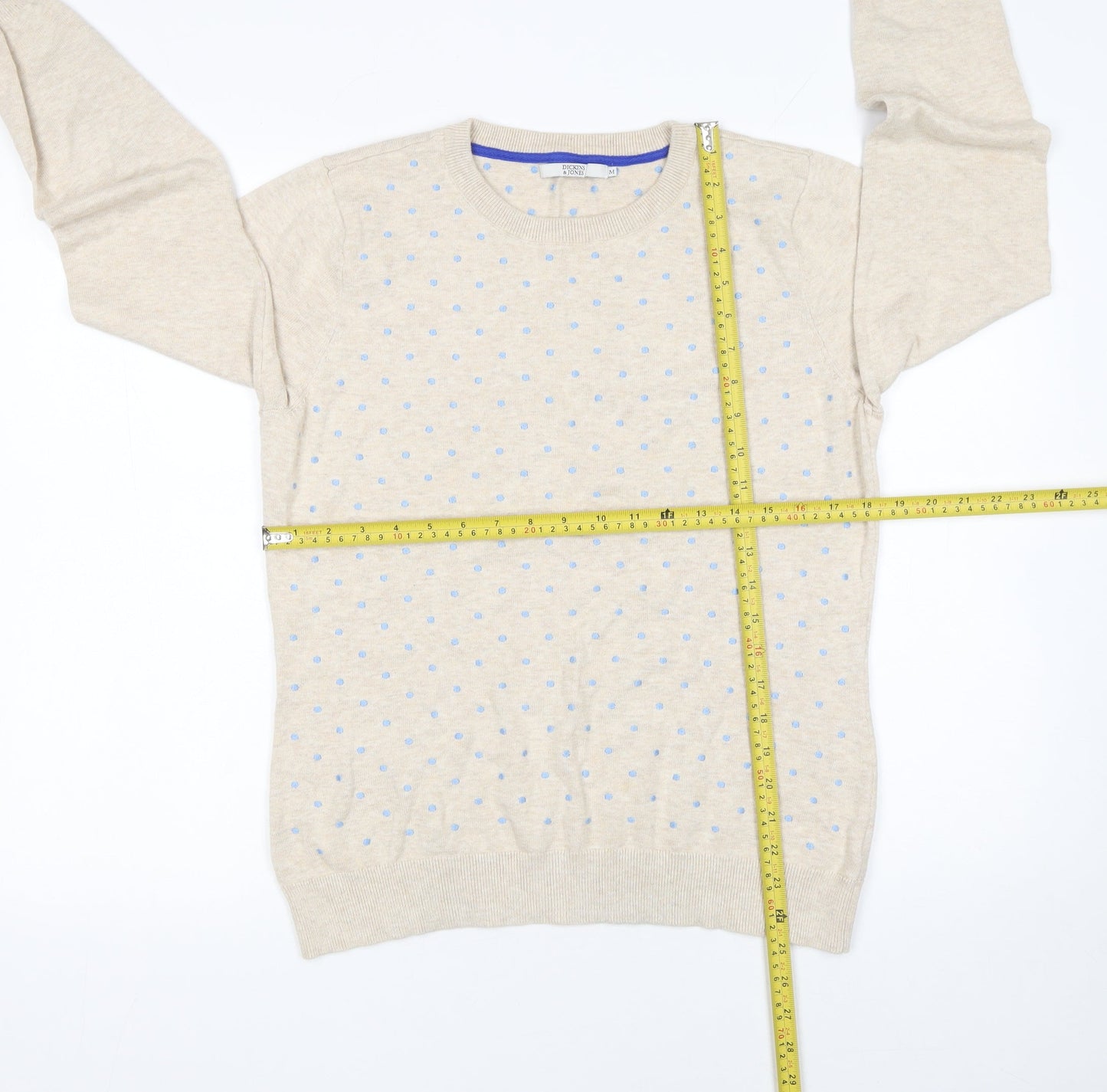 Dickins & Jones Womens Beige Polka Dot Cotton Jumper M