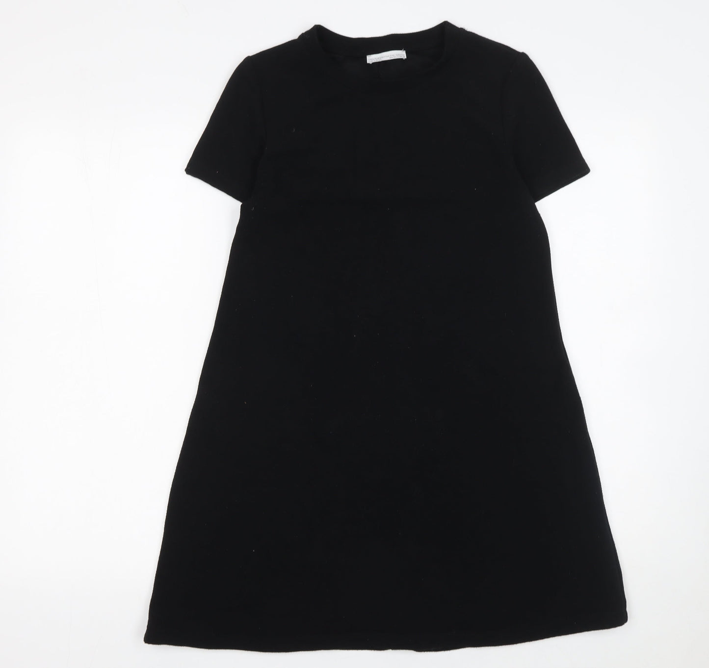 Zara Women Black A-Line Short Sleeve Jersey Dress Size S