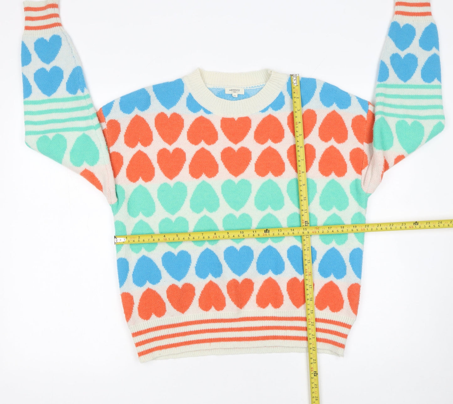 MOOCCI Paris Women’s Multicoloured Heart Knit Jumper One Size