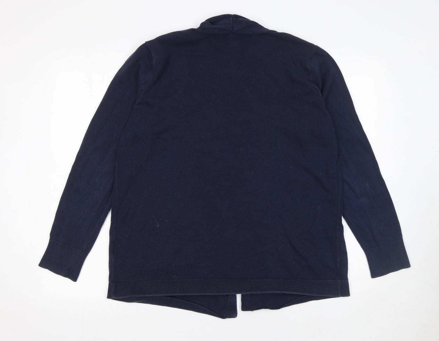 Lands' End Women's Navy Cotton Long Sleeve Cardigan L