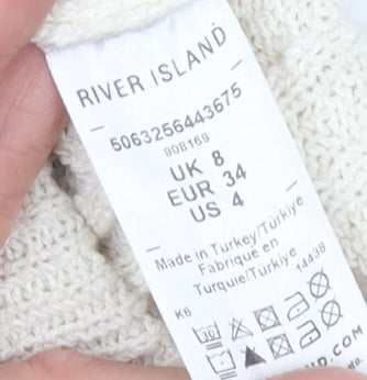 River Island Women’s Ivory Knit Flared Trousers Size 8