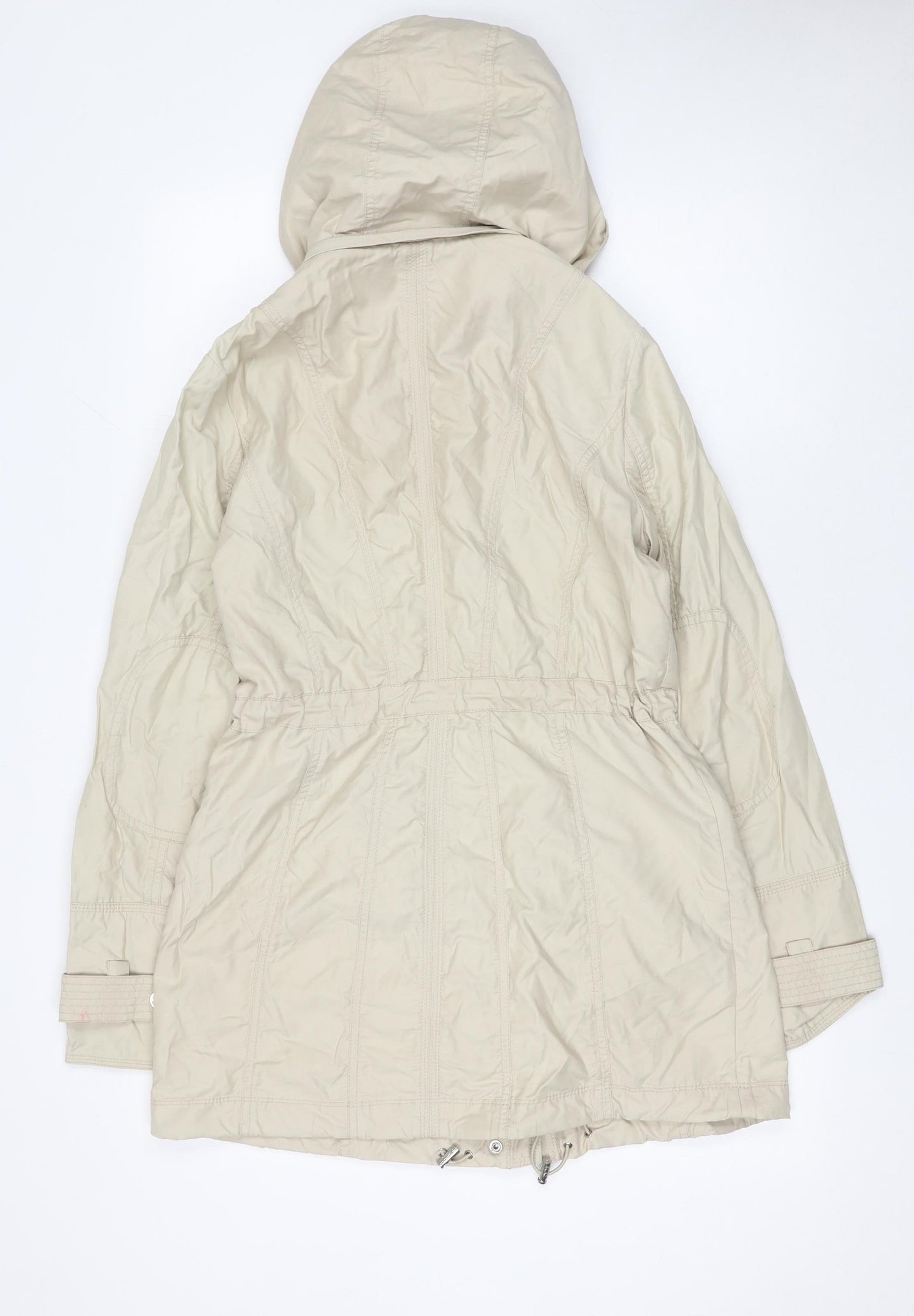 Debenhams Women Beige Hooded Mid-Length Parka Jacket Size 10