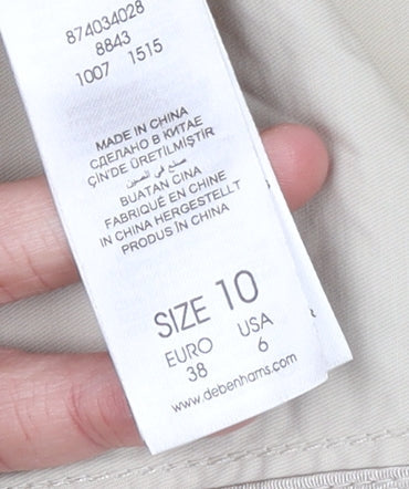 Debenhams Women Beige Hooded Mid-Length Parka Jacket Size 10