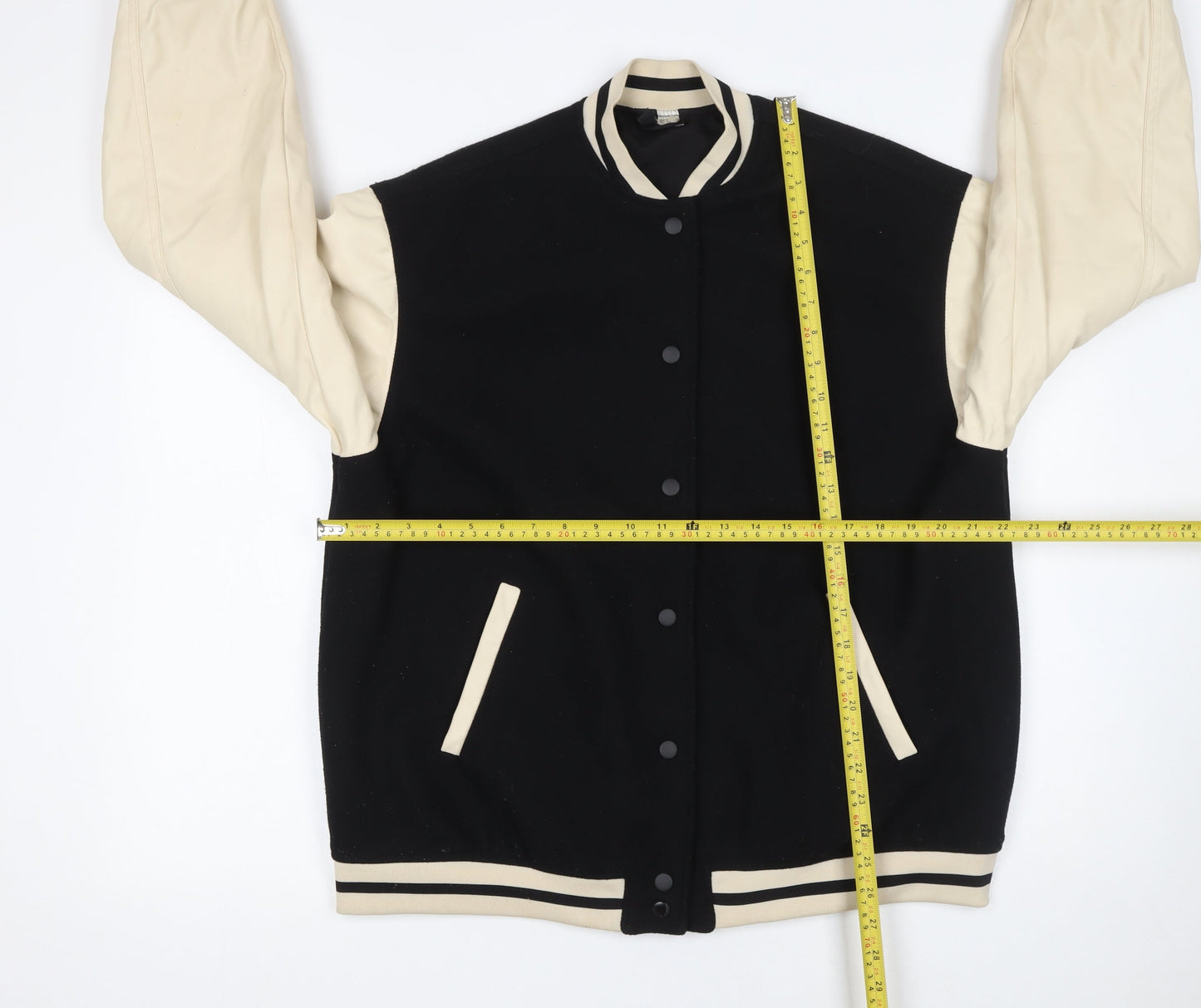 H&M Divided Men’s Black Varsity Jacket S Retro College Style