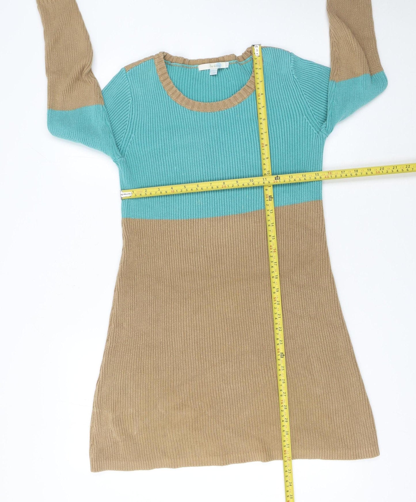 Boden Women’s Blue Beige Knit Colourblock Jumper Dress Size 12