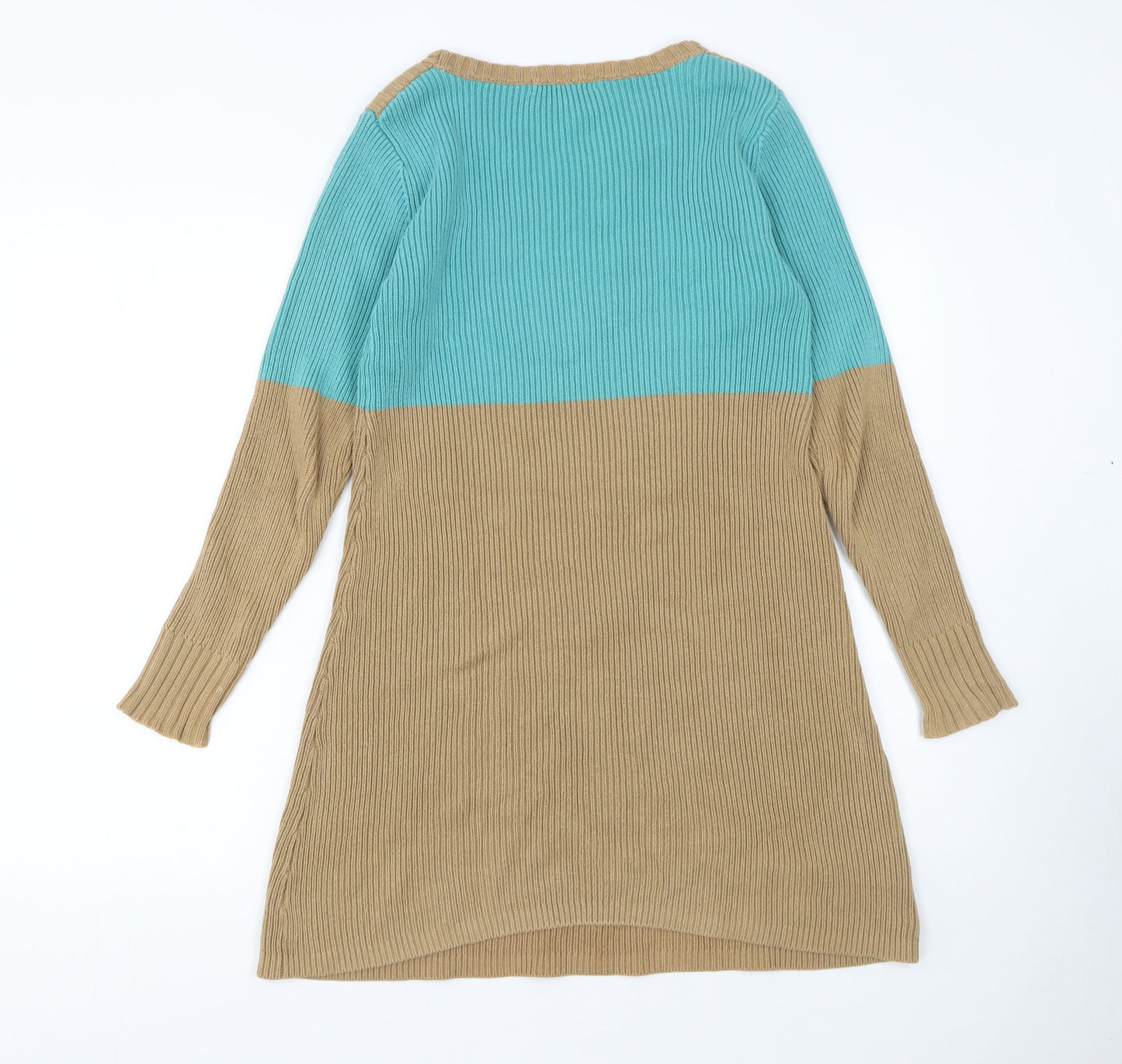 Boden Women’s Blue Beige Knit Colourblock Jumper Dress Size 12