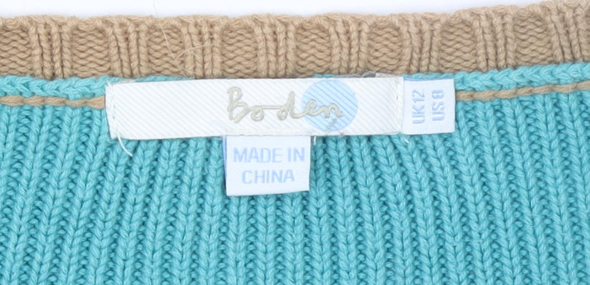 Boden Women’s Blue Beige Knit Colourblock Jumper Dress Size 12