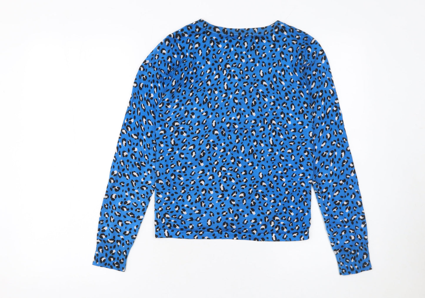 Phase Eight Womens Blue Leopard Print Crew Neck Cardigan UK 8