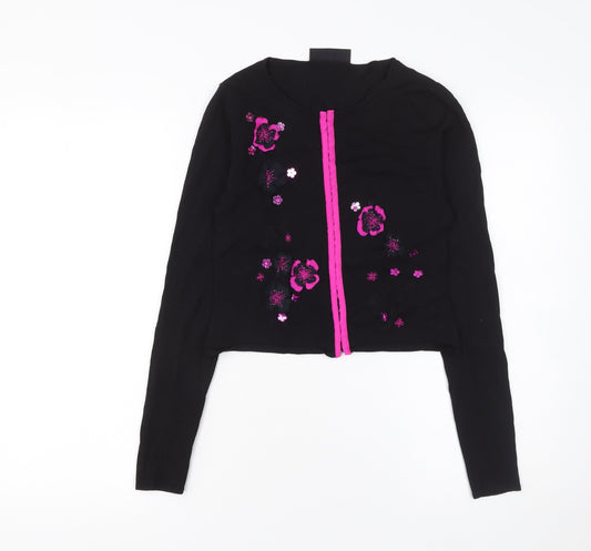 Karen Millen Women’s Black Floral Embroidered Cropped Blouse Size S