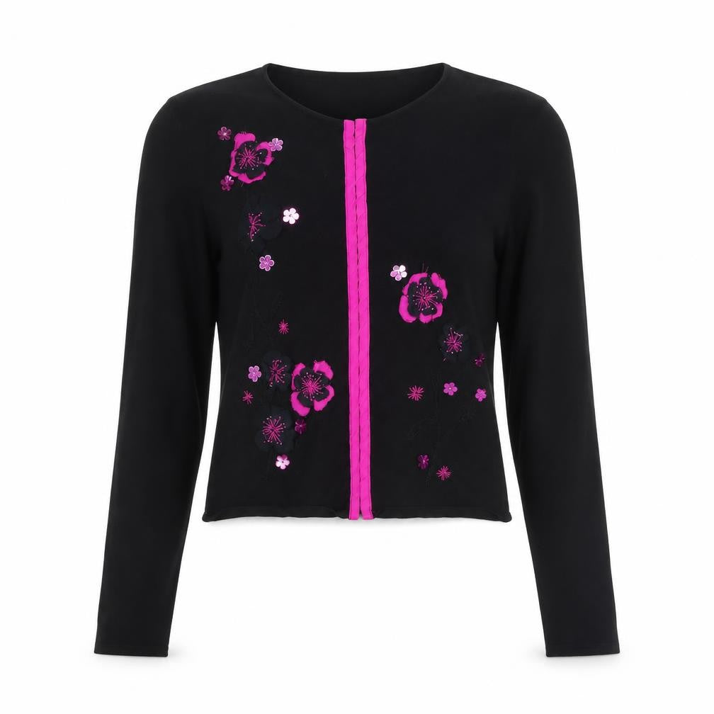 Karen Millen Women’s Black Floral Embroidered Cropped Blouse Size S