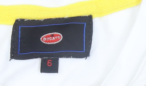 Bugatti Boys Yellow Grey Striped Cotton V-Neck Short Sleeve T-Shirt Size 6