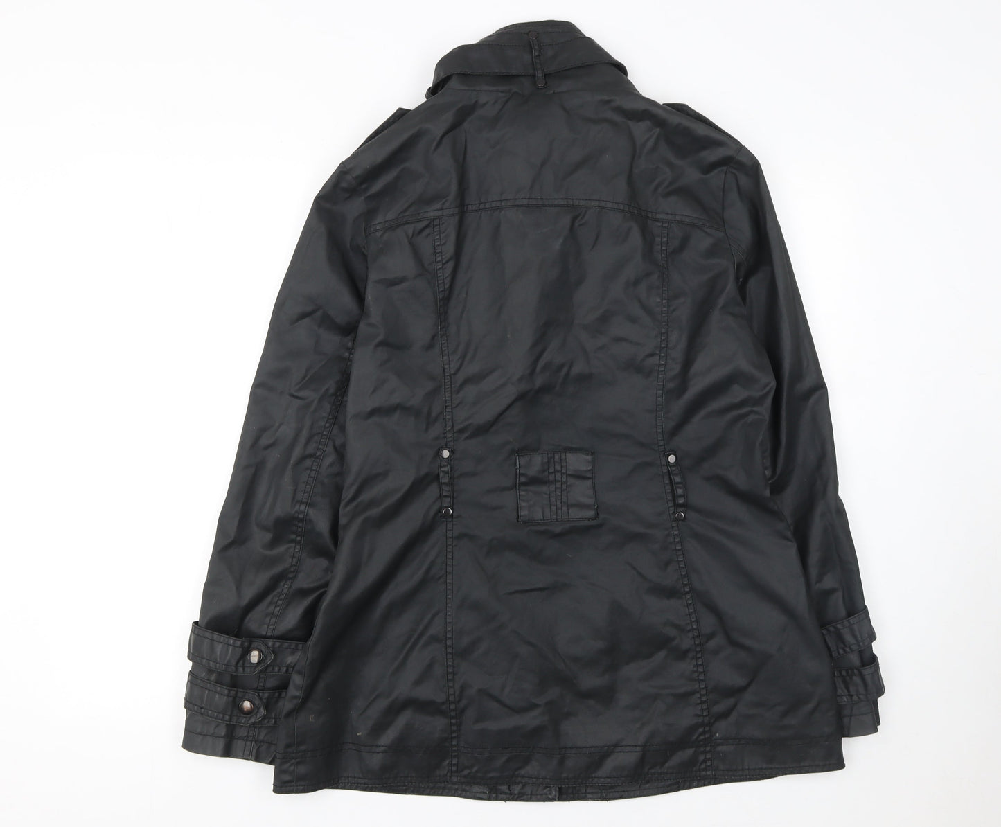 Next Womens Black Cotton Military Zip Jacket Size 14