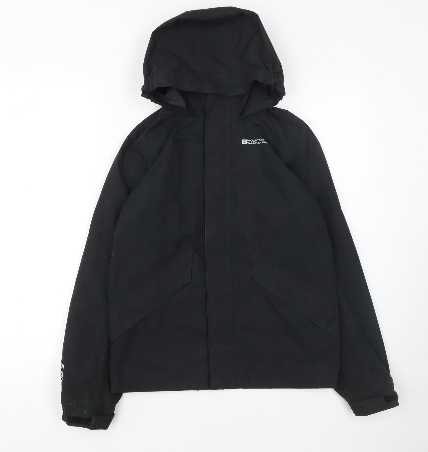 Mountain Warehouse Boys Black Waterproof Hooded Rain Jacket 11-12 Years