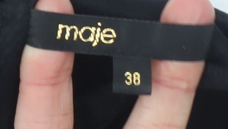 Maje Women’s Black Viscose Bodycon Ruched Party Dress Size 10