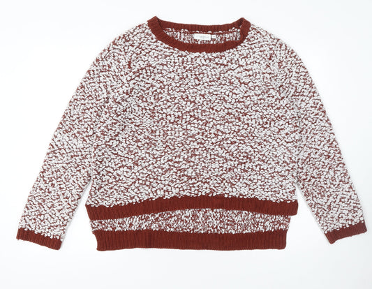 New Look Womens Brown White Textured Knit Jumper Size 18