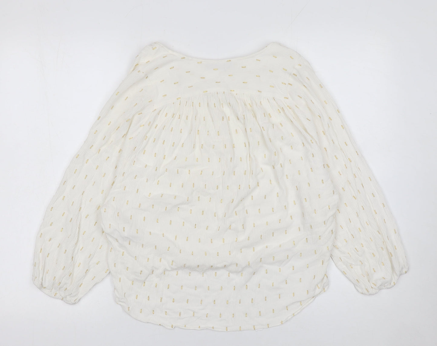 Zara Women Ivory Metallic Thread Tunic Blouse Size S